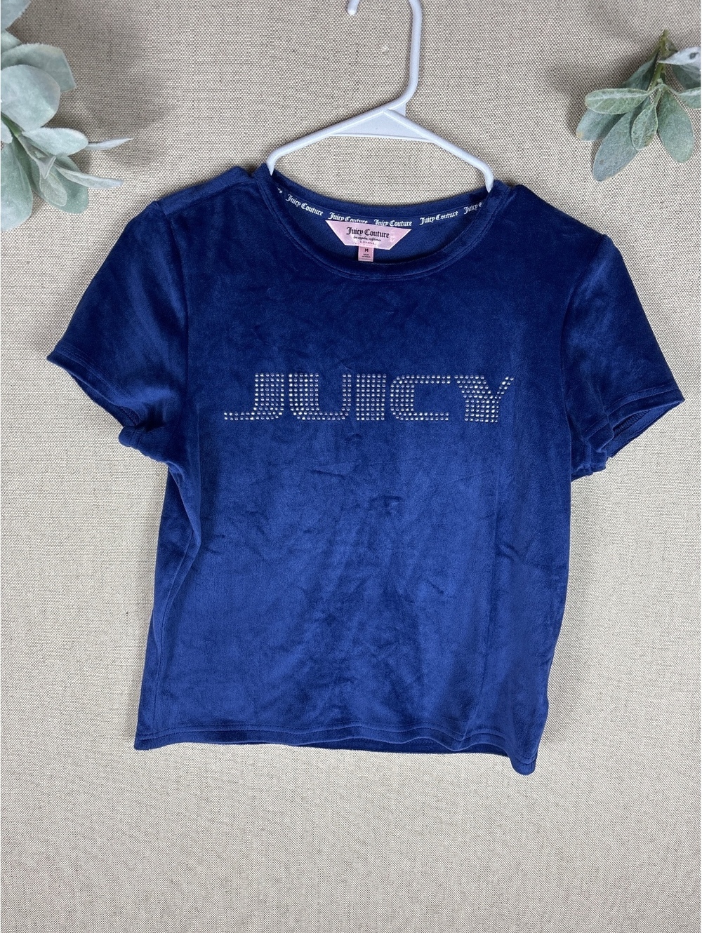 Juicy Couture > Vintage Y2K Blue Velvet Juicy Logo Rhinestone Pajama Top Medium